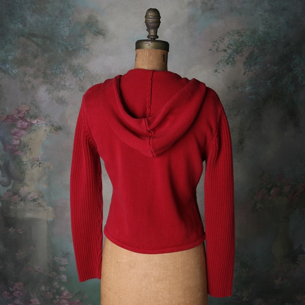 Like, Love Red Hooded Dbl Zip Sweater w/Star Sz Lg - Picture 5 of 8